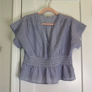 Madewell Blue Gingham Seersucker Top